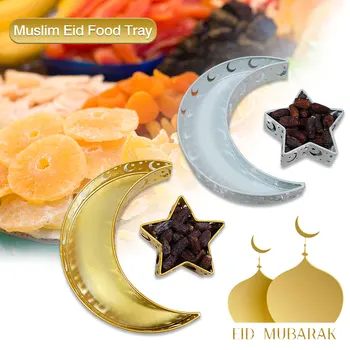 Moslimské Eid Potravín Zásobníka Inovatívne Eid Mubarak Moon Star Slúžiace Zásobník Riad Dezert Skladovanie Potravín Moslimských Islamskej