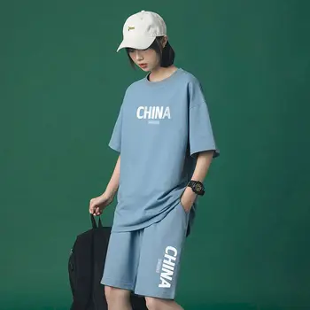 Šortky dámske odevy Čistej bavlny-krátke rukávy T-shirt študent voľné športové krátke nohavice voľný kus dvoch sád beží oblečenie
