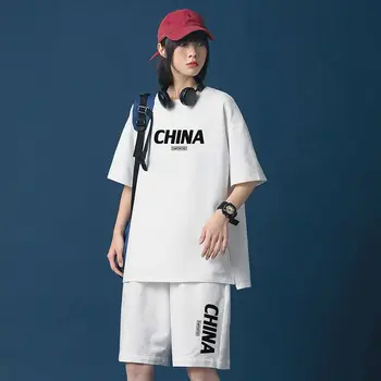 Šortky dámske odevy Čistej bavlny-krátke rukávy T-shirt študent voľné športové krátke nohavice voľný kus dvoch sád beží oblečenie