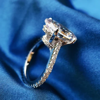 OEVAS 925 Sterling Silver Prstene Pre Ženy Šumivé 10*14 mm Zirkón Vysokým počtom atómov Uhlíka Diamant Strany Jemné Šperky Veľkoobchod