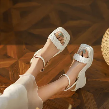 FEDONAS Pracky pravej Kože Ženy, Sandále 2021 Lete Najnovšie Vklinený Platforma Topánky Žena Módne Svadobné Základné Topánky Žena