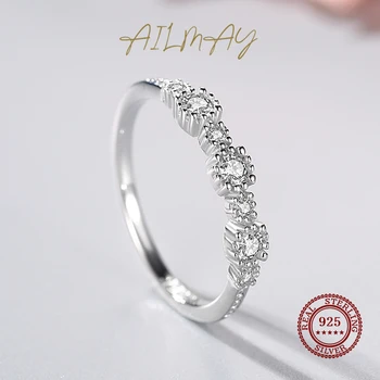 Ailmay 2021 Reálne 925 Sterling Silver Nádherné Luxusné Kolo Krúžky Zirconia Pre Ženy, Svadobné Zapojenie Jemné Ženské Šperky