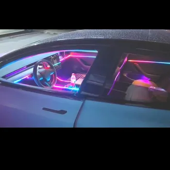 6 v 1 Symfónia auto Okolia RGB osvetlenie interiéru vozidla Akryl svetlo sprievodca optický Univerzálny Auto dekorácie atmosféru svetlá