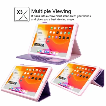 Pre iPad Pro 10.5 Vzduchu 3 Veci Roztomilý Bling Lesk Tablet Kryt pre Funda iPad Vzduchu 2019 10.2 7. Generácie Prípade, + Auto Sleep/Wake