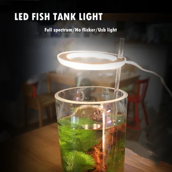 Anjel Krúžok LED akvárium Svetlo Pre Ryby pod vodou Domáce Vodné celé Spektrum Vnútorné zariadenia Kvet Lampu Naplniť Osvetlenie