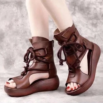 členok Rímske sandále ženy 2021 letné nový štýl, módne dámy hrubé jediným retro, Cool, topánky ploché Kliny Študent sandále ženy