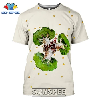SONSPEE T-shirts Malý Princ 3D Tlač Muži Ženy Zábavné Bežné Hip Hop Streetwear Kreslený Film Rose Tees Topy Tričko