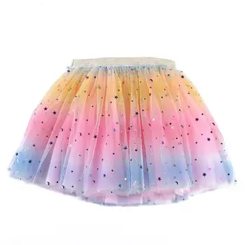 Dievčatá Sukne Dieťa Balet Tanec Rainbow Tutu Batoľa Star Lesk Vytlačené Plesové Šaty Party Oblečenie Deti Sukne Deti Oblečenie
