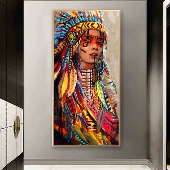 Farebné Indické Ženy Plátno Umenie Plagáty Rodák Žena Plátne, Obrazy na Stenu Umenie Fotografie pre Obývacia Izba Domova (Bez Rámu)