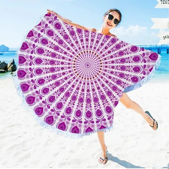 Nový Európsky a Americký štýl pláž uterák kolo tvorivé Datura tlač na ochranu pred slnkom pláž uterák šatkou osuška