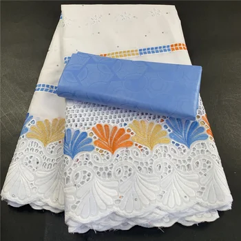 Vysoká Kvalita Afriky Nigérijský Tylu Čipky Textílie Svadobné Party Šaty Šaty Swiss Bavlnenej Tkaniny, Vyšívané Damask 5Yards