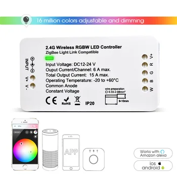 Smart ZIGBEE RGBW Radič RGBCCT Svetelné Pásy Led Páska RGB Controller Smartthings APP & Ovládanie telefónu Hlasom Echo Plus