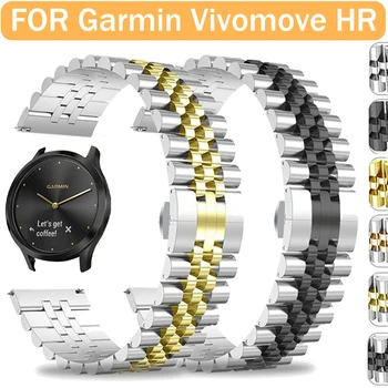 Nový 20 mm 22 mm Kovové Watchband pre Garmin Vivomove HR Hodinky z Nerezovej Ocele potítka na Vivomove HRUDNÝ Popruh Príslušenstvo Náramok