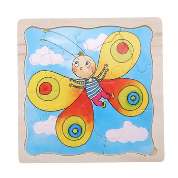 Deti Cartoon Vzdelávania Vzdelávanie Hračka viacvrstvové Drevené Puzzle Hry Predčasného Vývoja Motýľ Stroy Logická Hračka