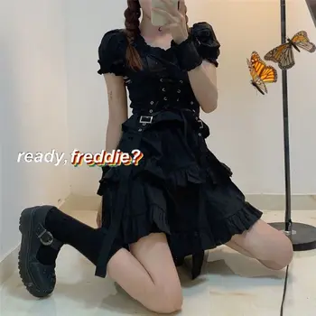 Letné 2021 Nový Príchod Ženy Gothic Lolita Šaty Goth Punk Gotický Harajuku Mall Goth Štýl Obväz Čierne Šaty Oblečenie Zaraing