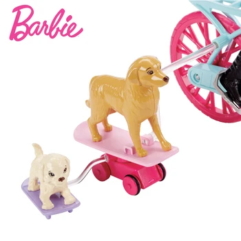 Pôvodné Barbie Bicykel na Koni S Kit Psa Bábika Playset Hračky Hrať Dom Hračky pre Dievča, Darček CLD94