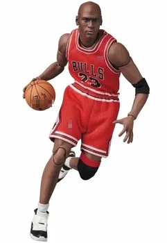 Basketbalová hviezda Michael Jordan 1/12 maf Jordánsko Č. 23 červené tričko hnuteľného box obrázok