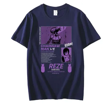 Reťazová píla Muž Reze Japonské Anime T Shirt Mužov Manga Grafické Tees Legrační Karikatúra Pochita Makima T-tričko Unisex Topy Tričko Muž