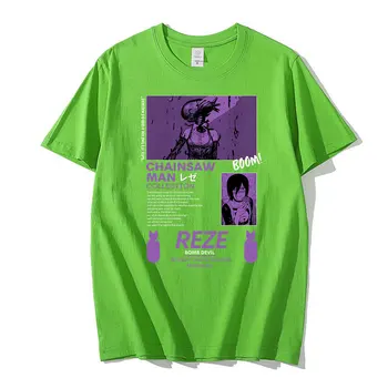 Reťazová píla Muž Reze Japonské Anime T Shirt Mužov Manga Grafické Tees Legrační Karikatúra Pochita Makima T-tričko Unisex Topy Tričko Muž