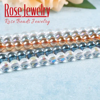 Vysoká kvalita K9 Hladké Sklo Krištáľové Perly modrá biele sklenené korálky 6 8 10 mm pre Šperky, Takže DIY Náramok, Náhrdelník Príslušenstvo
