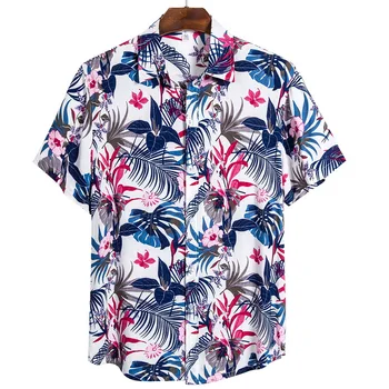 2021 Kvality Harajuku Pláži Tričko Mužov Krátky Rukáv Havajské Košele Príležitostné Letné Kvetinové Tlač Mužov, Blúzky, Voľné Surfovanie