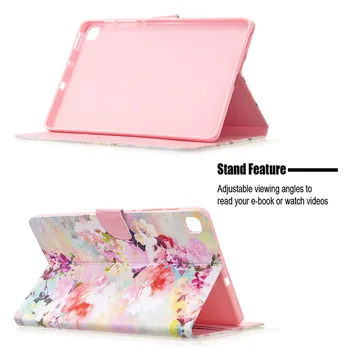 Mačka Kvet Maľované Flip Tablet Kryt Pre Samsung S6 Lite Prípade 10.4