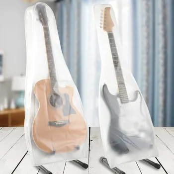 Prenosné Transparentné Striebro-potiahnuté PVC Akustická Gitara Kryt Umývateľný protiprachová Nepremokavé Gitara Taška Pre Ľudové Elektrická Gitara