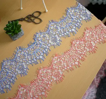 6meter Dve farby, vyšívané čipky príslušenstvo 9.5 CM wdie Rias čipky textílie DIY oblečenie oblečenie, spodná bielizeň dekoratívne textílie