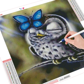 HUACAN Plné Námestie 5d Diamond Maľovanie Sova DIY Diamond Výšivky Cross Stitch Zvierat Mozaikové Obrázky Domova