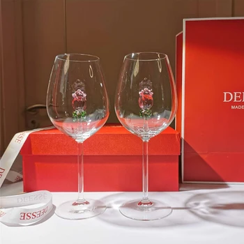 Európa Tvorivé Transparentné Krištáľové Sklo Pohár Rose Dekorácie Fire Šampanské Poháre Domácej Strany Luxusné Drinkware Svadobné Dary