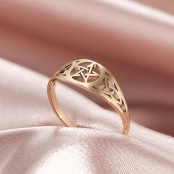 Pavúk z Nehrdzavejúcej Ocele Írsky Uzol Star Krúžok pre Ženy Nadprirodzené Wicca Amulet Náboženské Krúžky Šperky, Darčeky Veľkoobchod 2021