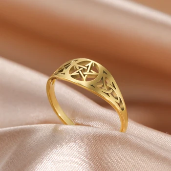 Pavúk z Nehrdzavejúcej Ocele Írsky Uzol Star Krúžok pre Ženy Nadprirodzené Wicca Amulet Náboženské Krúžky Šperky, Darčeky Veľkoobchod 2021