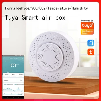 Tuya Wifi Smart Oxidu Uhličitého VOC Detektor Formaldehyd Oxidu Uhličitého Snímač Vzduchu Monitor Smart Home Automation Alarm Detektor
