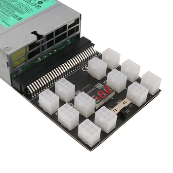 Breakout Rada 12Port 6Pin Konektor LED Displej 12V Napájací Modul pre HP 1200W 750W PSU Server GPU Baník BTC Ťažba Napájanie