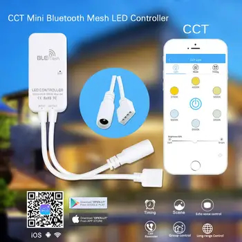 Mini Bluetooth APP FCOB CCT LED Svetelné Pásy Súprava Teplá Biela s Bielym Stmievateľné Vysokou Hustotou Flexibilné KLASU RA90 Led Svetlá DC24V