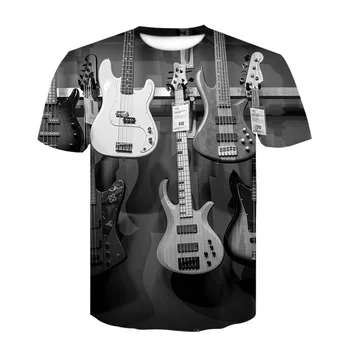 2021 Rocková Gitara 3D Tričko lete Muži/Ženy tričko Fashion T-shirt Bežné Tee tričko/Streetwear Mužov Nadrozmerné oblečenie Topy