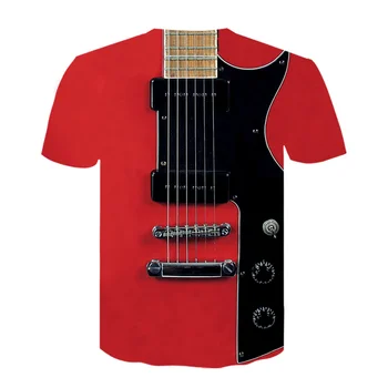 2021 Rocková Gitara 3D Tričko lete Muži/Ženy tričko Fashion T-shirt Bežné Tee tričko/Streetwear Mužov Nadrozmerné oblečenie Topy