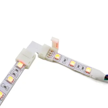10-50 KS 4 Pin Tvaru L Connector RGB Led Spájkovanie LED Konektor 90 ° Roh 10 mm pre DC12V 5050 LED Pásy Svetla
