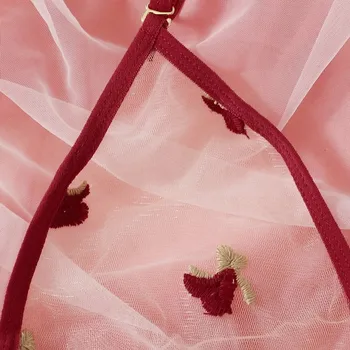 Nový Sexy Ženy, Priesvitné Oka Podprsenku G-String Tangá Nastaviť Kvetinové Výšivky Bielizeň Sleepwear Pyžamo 2021 Bielizeň Femme A30