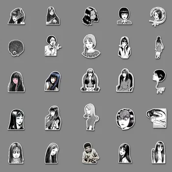 50Pcs Horor Komické Nálepky Čiernej a Bielej Japonskom Anime Tomie Skateboard Ilustrácia Batožiny Notebook Nepremokavé Nálepky Dieťa