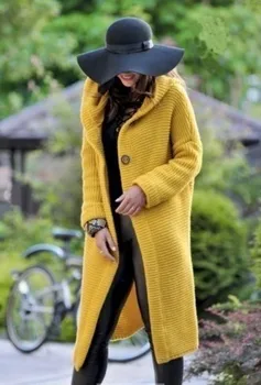 Ženy Dlho Cardigan Pevný Pletený s Kapucňou Sveter 2021 Jeseň Zima Ženy Kabát Plus Veľkosť 5XL Bežné Streetwear Voľné Kabát