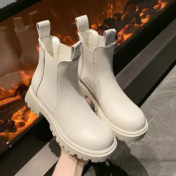 Jar 2021 dámske biele členkové topánky ženskej kože vysokým podpätkom priedušná vnútorné členková obuv obuv