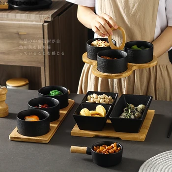 Japonský príbor pre domácnosť meracej platničky Tvorivé keramické matné čierne miske snack matica sušené ovocie priestoru snack doska
