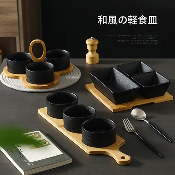 Japonský príbor pre domácnosť meracej platničky Tvorivé keramické matné čierne miske snack matica sušené ovocie priestoru snack doska
