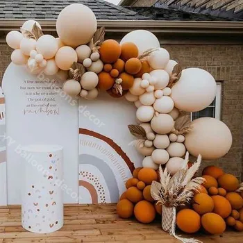 160pcs Balóny Arch Svadobné Dekorácie Dvojité Orange Krém Broskyňa Balón Garland Nevesta má Byť Výročie Party Dekor Dodávky