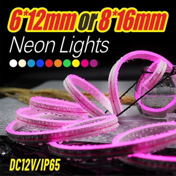 6*12 mm alebo 8*16 mm 5m Neónové svetlo DC12V LED Pásy SMD2835 Pružné Lano Trubice IP65 pre DIY Vianočné Dovolenku Dekorácie Svetla