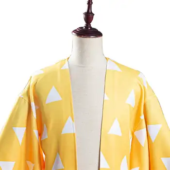 Démon Vrah: Kimetsu č Yaiba Agatsuma Zenitsu Cosplay Kostým Kimono Kabát