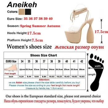 Aneikeh Vysoké Podpätky, Topánky dámske Platformy PVC Transparentné Úzke Pásmo Sandále 2021 Letné Módy Hrubé Dno Femmes Chaussures