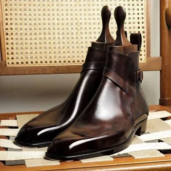 2020 pánske Topánky Nové Módne Ručné Pu Kožené Klasické Šaty, Topánky s Nízkym Podpätkom Štýlový Bežné Formálne Chelsea Boots Zapatos 4M872