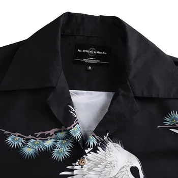 2021 Módne Letné Japonské Žeriav Tlač Cardigan Bundy Bežné Hip Hop Streetwear Coats Módne Outwear camisas hombre